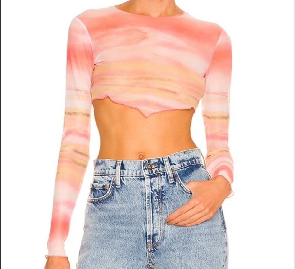 Superdown Women's Small Miley Ombre Peach Orange Pink Crop Top Y2K Clueless Sexy